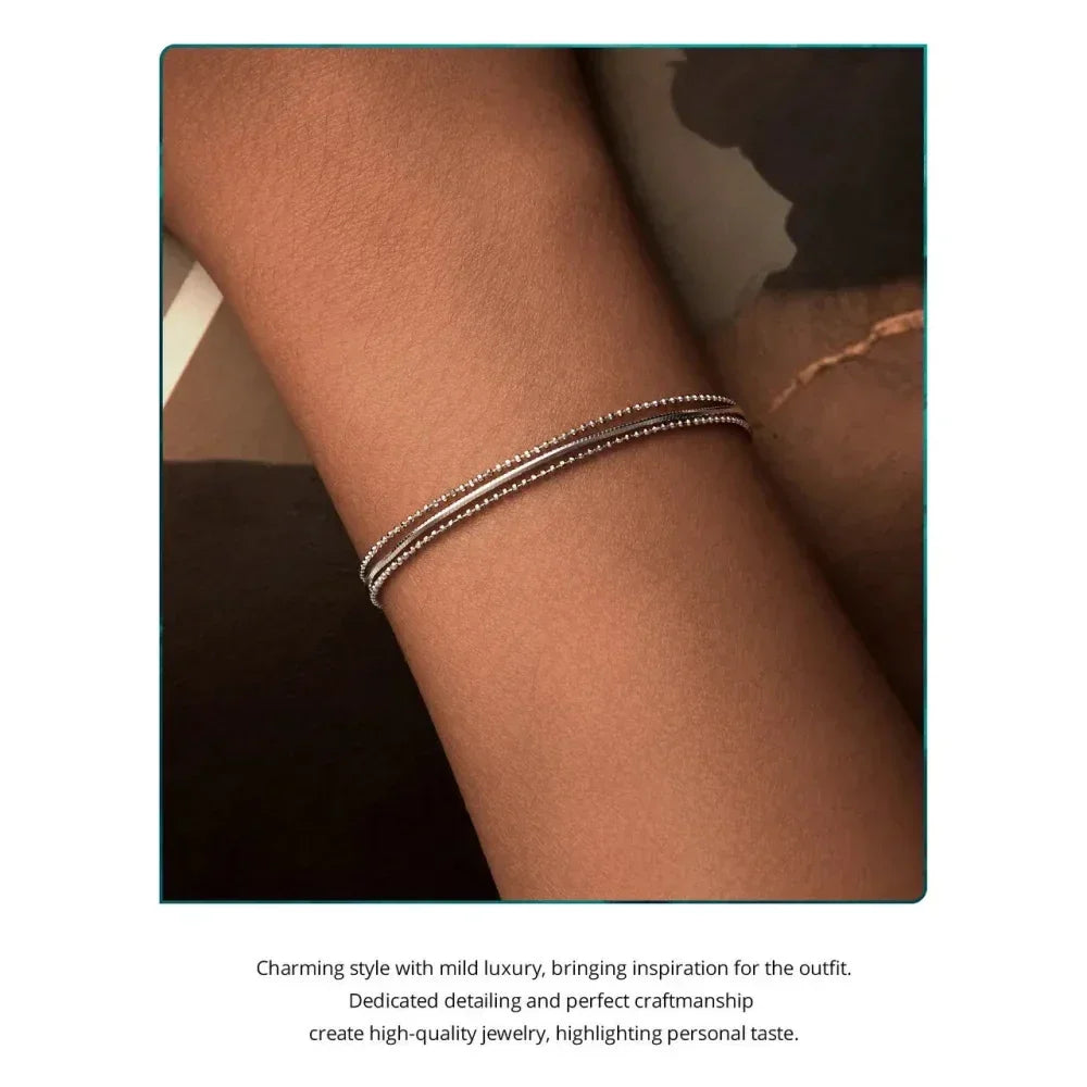 Sterling Silver Triple Layer Bracelet – White Gold Plated - Velora Luxury Fashion