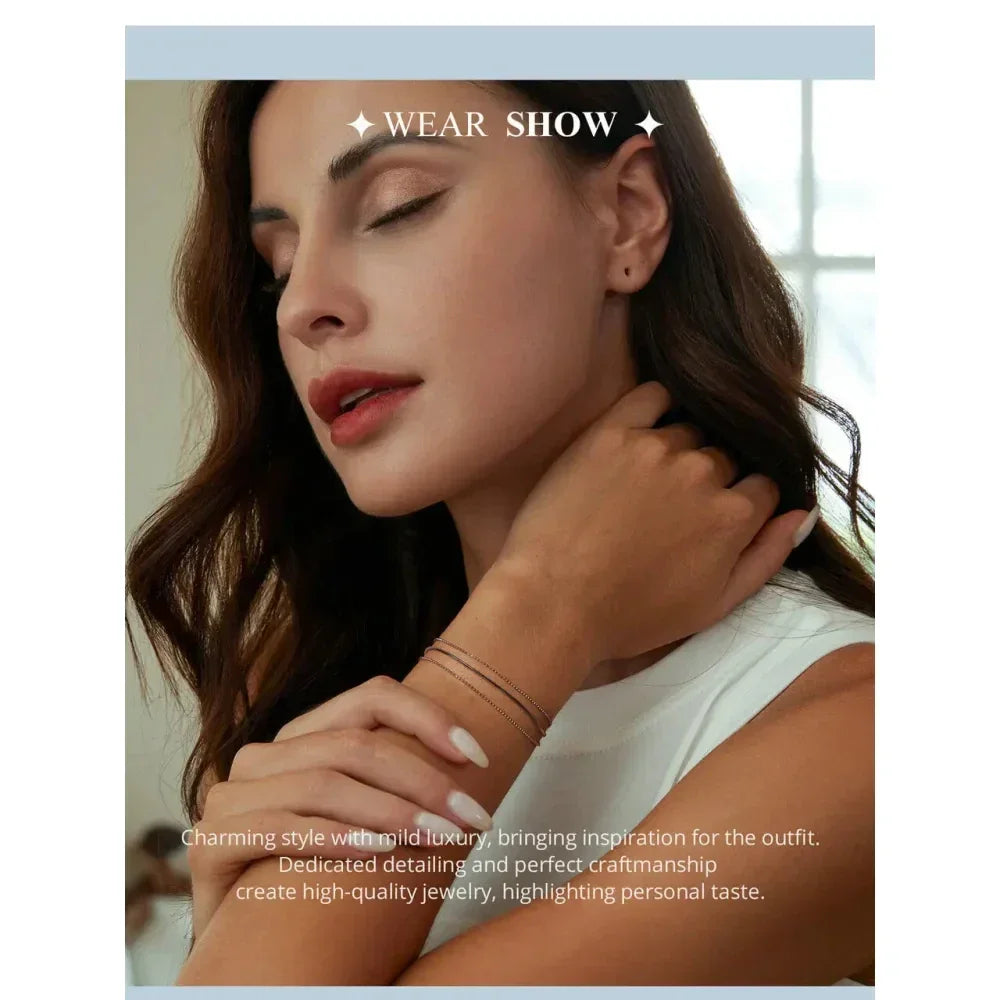 Sterling Silver Triple Layer Bracelet – White Gold Plated - Velora Luxury Fashion