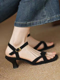 Strappy Low Heel Sandals - Velora Luxury Fashion