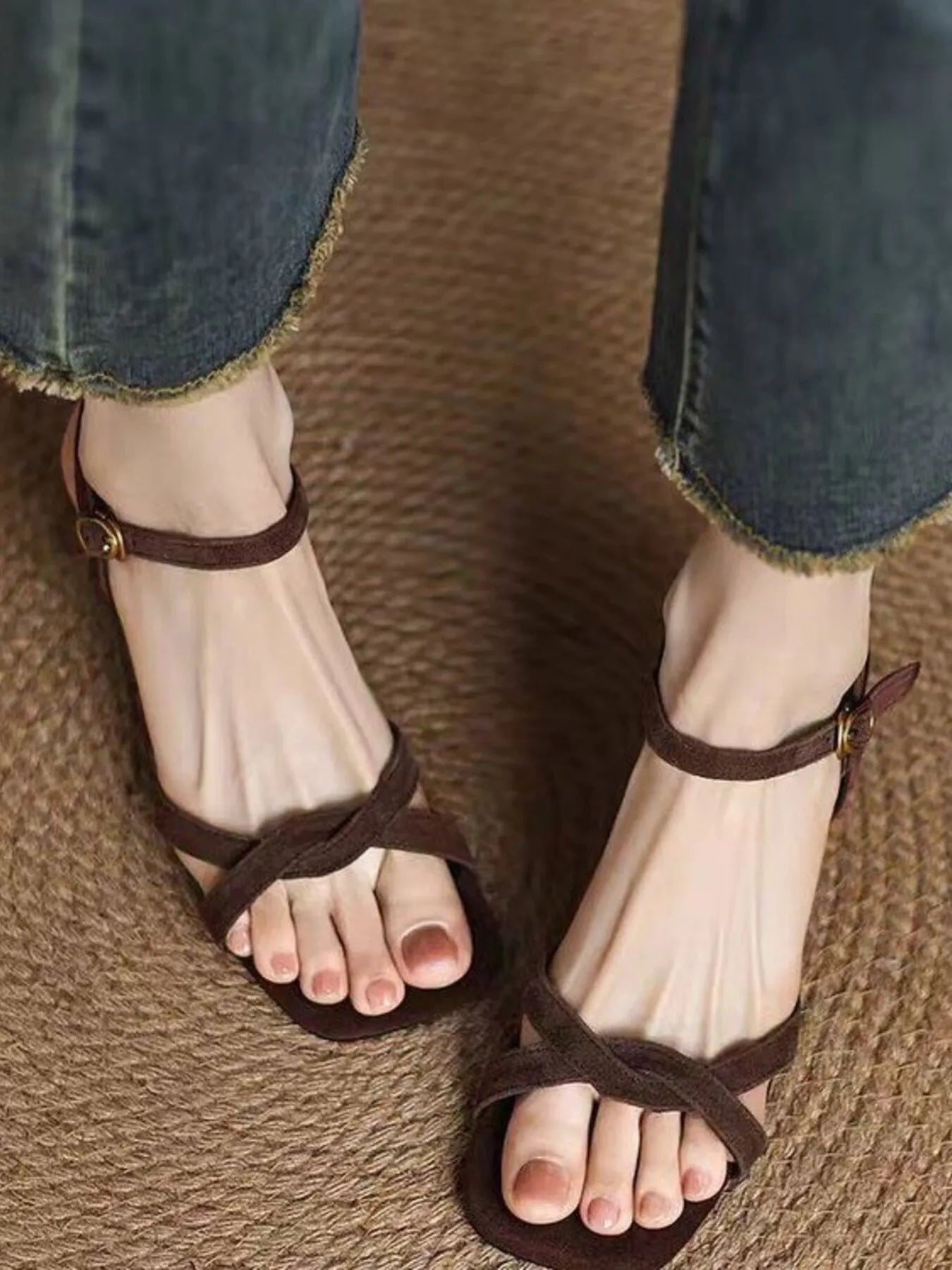 Strappy Low Heel Sandals - Velora Luxury Fashion