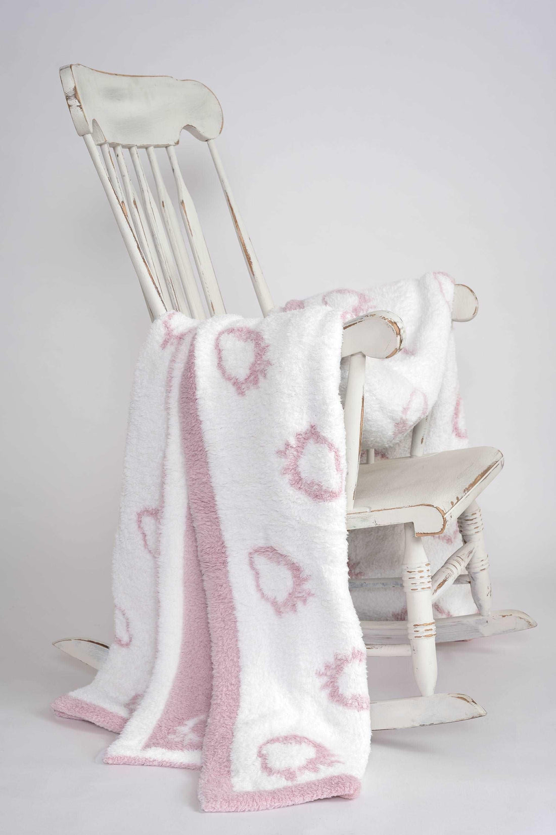 Rose Pink & White Strawberry Milkshake Extended Throw Blanket
