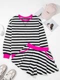 Stripe Contrast Ribbed Banding Long Sleeve Blouse and Loose Shorts Set - Velora Luxury Fashion