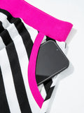 Stripe Contrast Ribbed Banding Long Sleeve Blouse and Loose Shorts Set - Velora Luxury Fashion