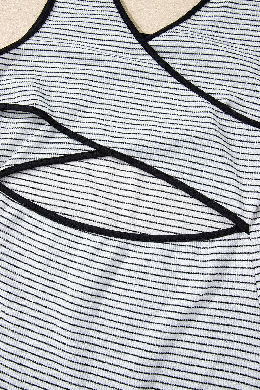 Stripe Crisscross Side Slits Slim Fit Sleeveless Midi Dress - Velora Luxury Fashion