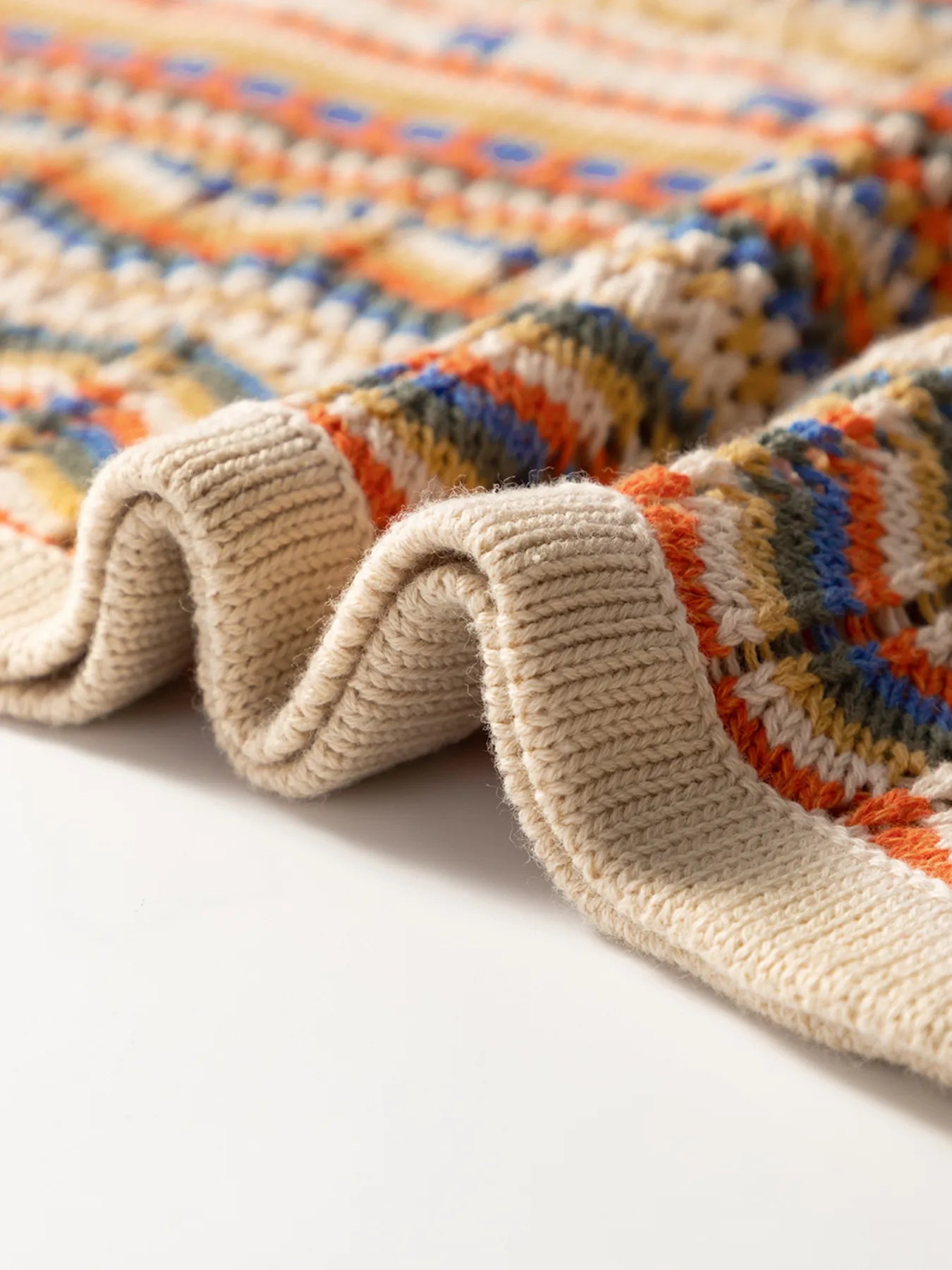 Stripe Eyelet Crochet Round Neck Sweater Vest - Velora Luxury Fashion