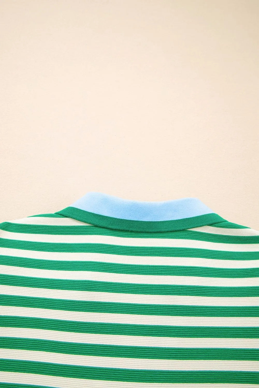 Stripe Print Contrast Collar Split Neck Flutter Sleeve Dress - Velora Luxury Fashion