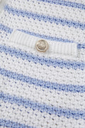 Stripe V Neck Gold Buttons Elegant Sweater Vest - Velora Luxury Fashion