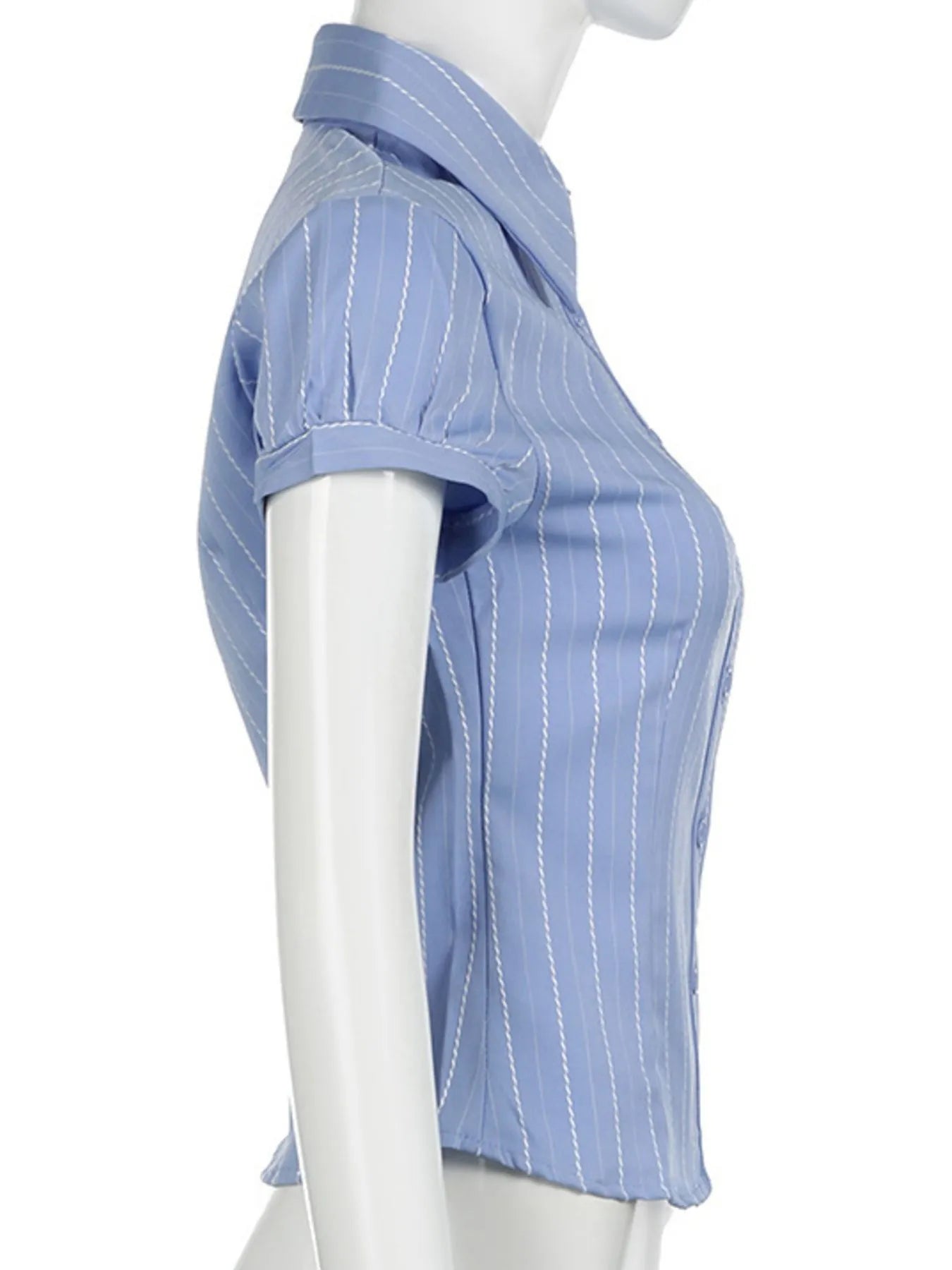 Striped Button-Down Collared Neck Shirt - Velora Luxury Fashion