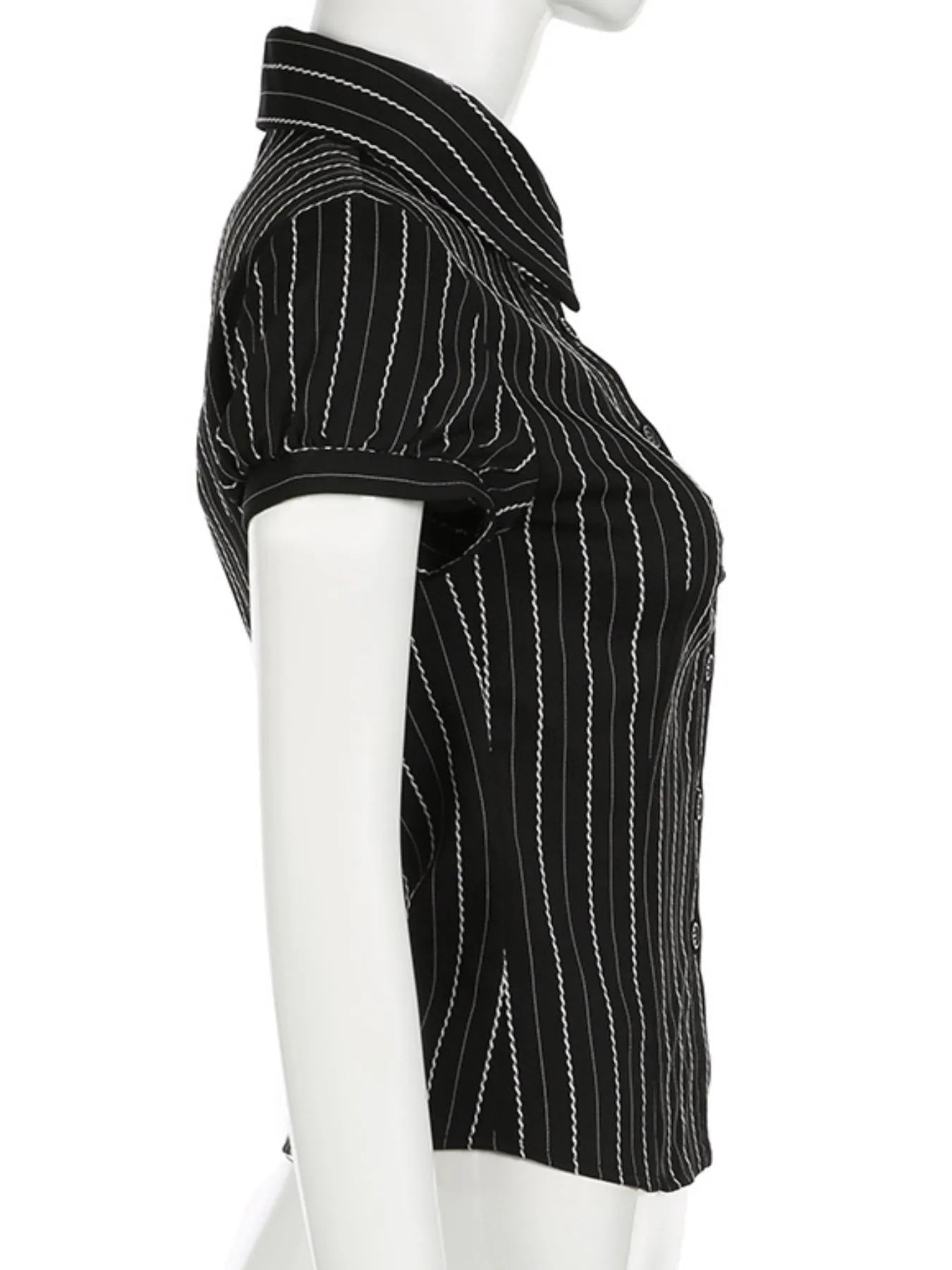 Striped Button-Down Collared Neck Shirt - Velora Luxury Fashion