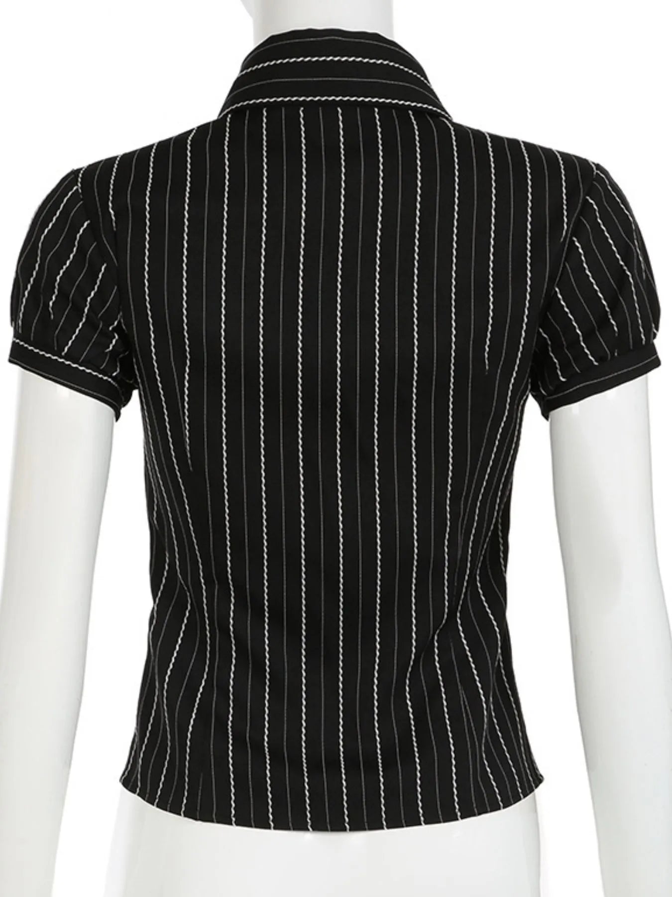 Striped Button-Down Collared Neck Shirt - Velora Luxury Fashion