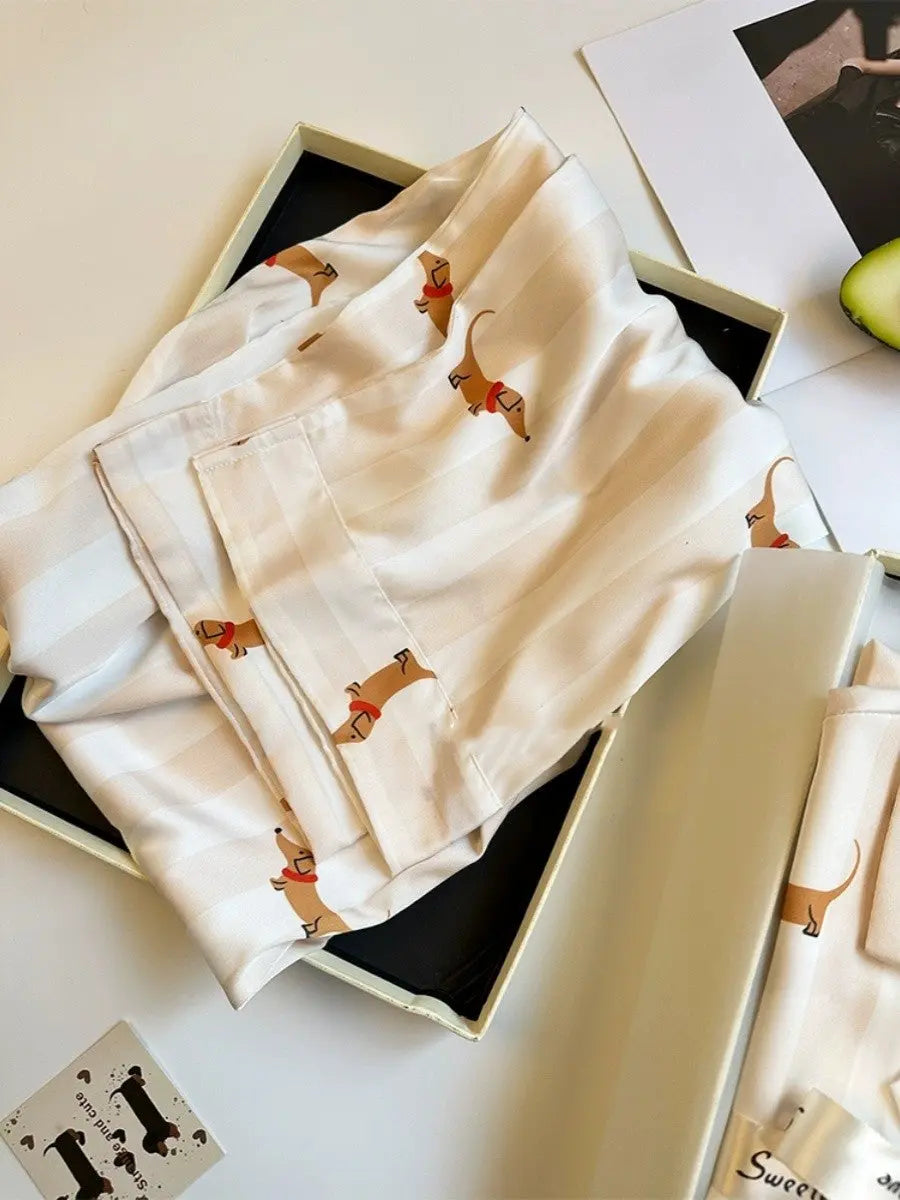 Striped Sausage Dog Pajamas For Women Simple Homewear EX-STOCK Canada