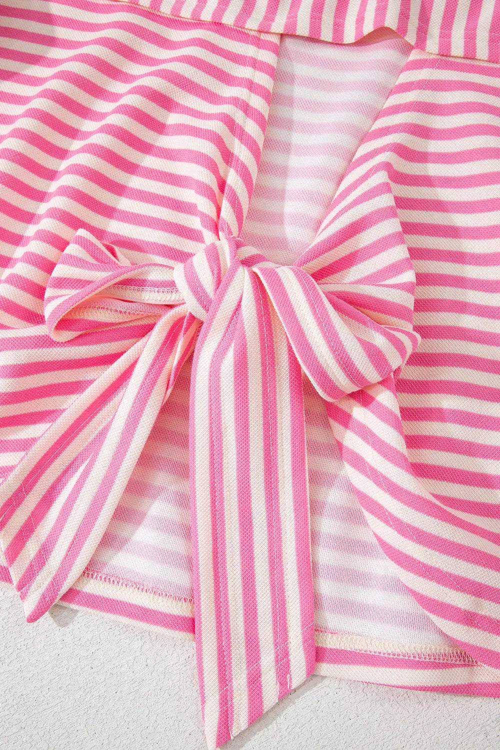 Striped Tie-Back Blouse with Cutout Detail - Velora Luxury Fashion