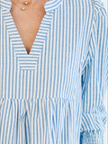 Striped Tiered Flounce Sleeve Shirt Dress - Velora Luxury Fashion