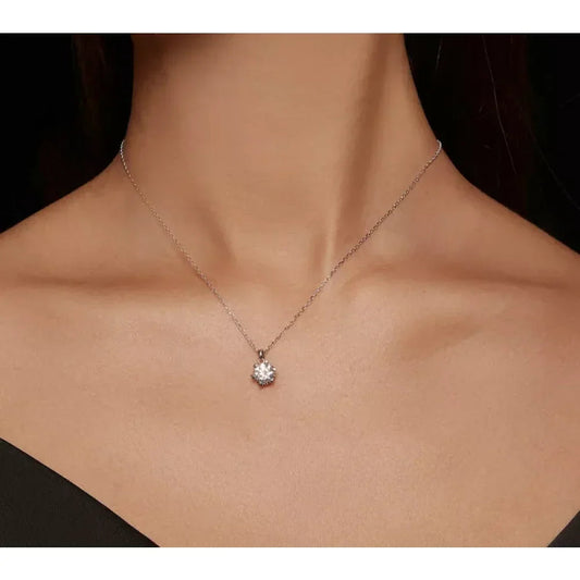 Stunning 1 Carat Moissanite Pendant Necklace | 925 Sterling Silver | Wedding & Bridal Fine Jewelry - Velora Luxury Fashion