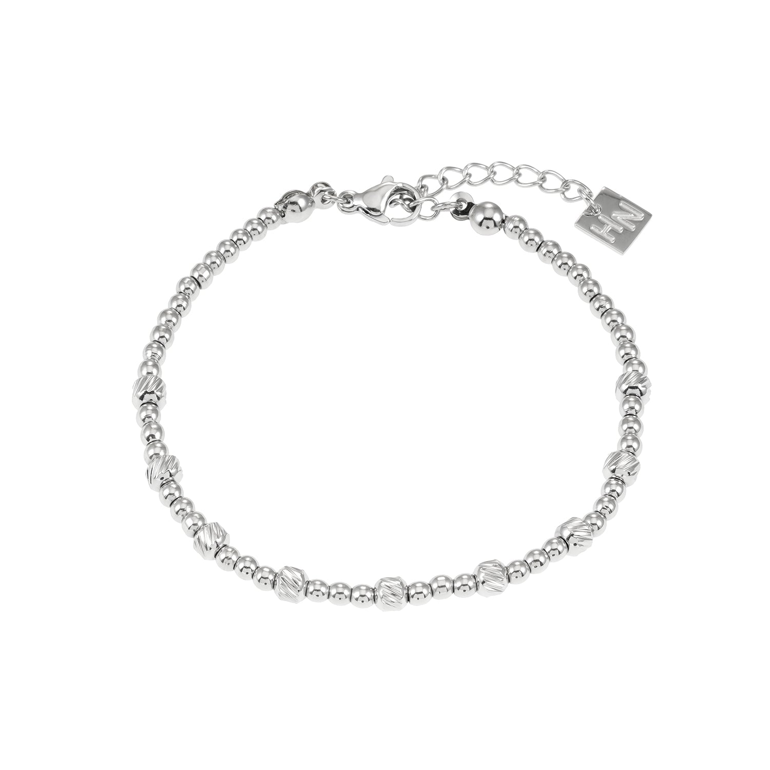Style ANNABETH: Twin-Bead Fusion White Gold (Silver Toned) Chain Bracelet - Velora Luxury Fashion