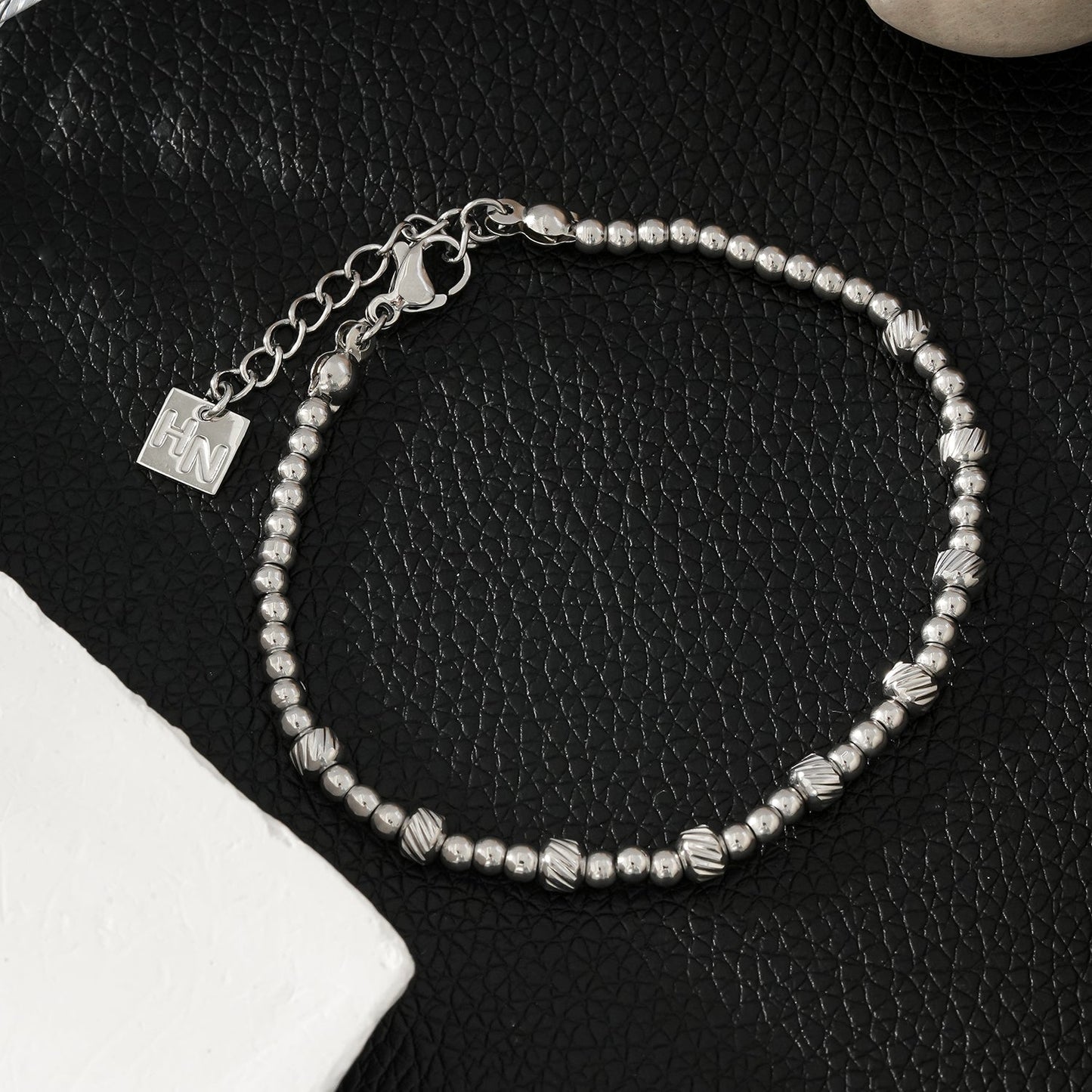 Style ANNABETH: Twin-Bead Fusion White Gold (Silver Toned) Chain Bracelet - Velora Luxury Fashion