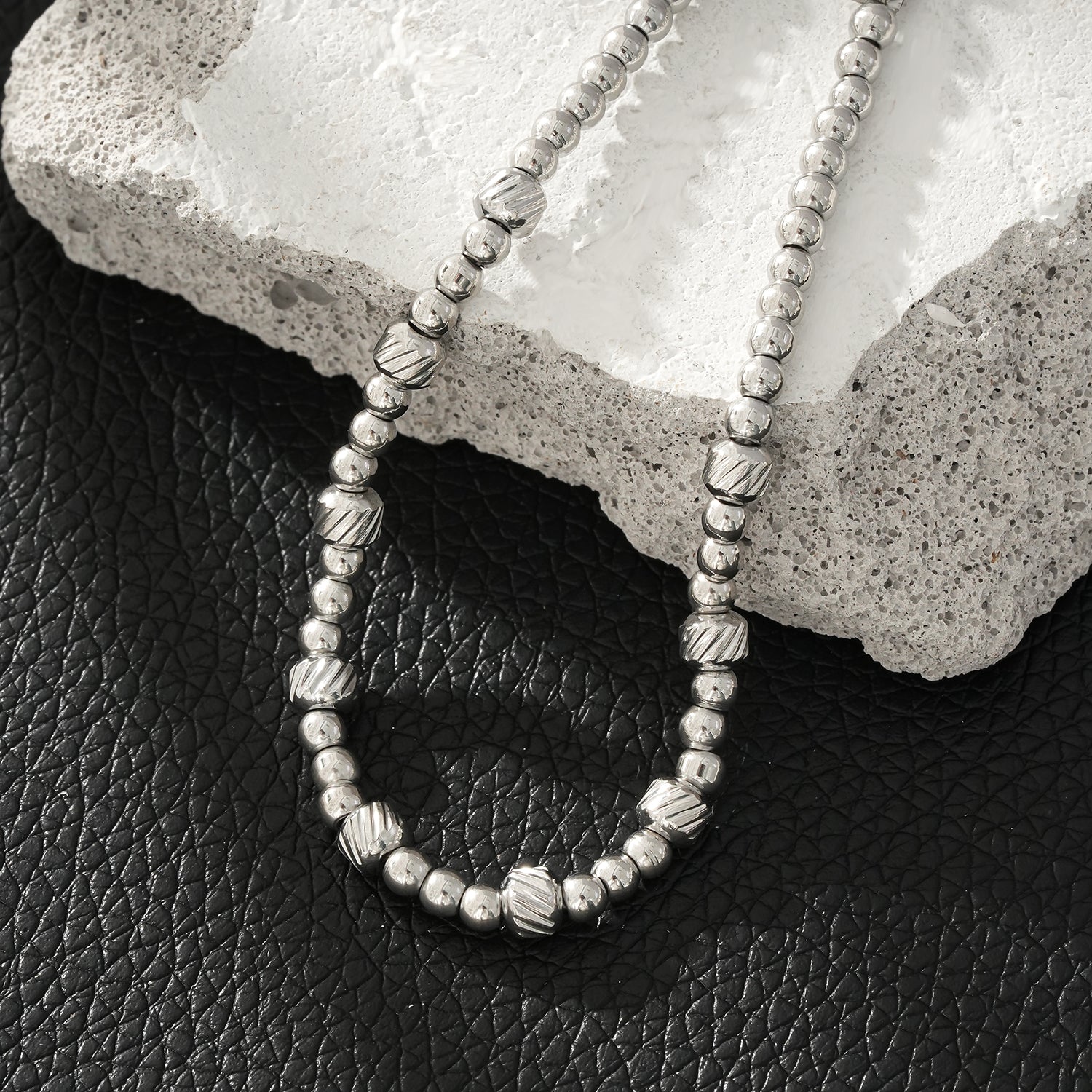 Style ANNABETH: Twin-Bead Fusion White Gold (Silver Toned) Chain Bracelet - Velora Luxury Fashion