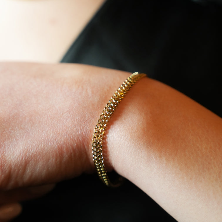 Style BELLAMY: Intricate Wide Width Singular Twin Chain Bracelet - Velora Luxury Fashion