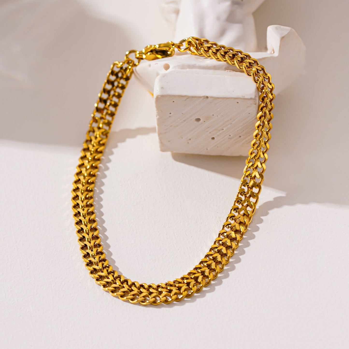 Style BELLAMY: Intricate Wide Width Singular Twin Chain Bracelet - Velora Luxury Fashion