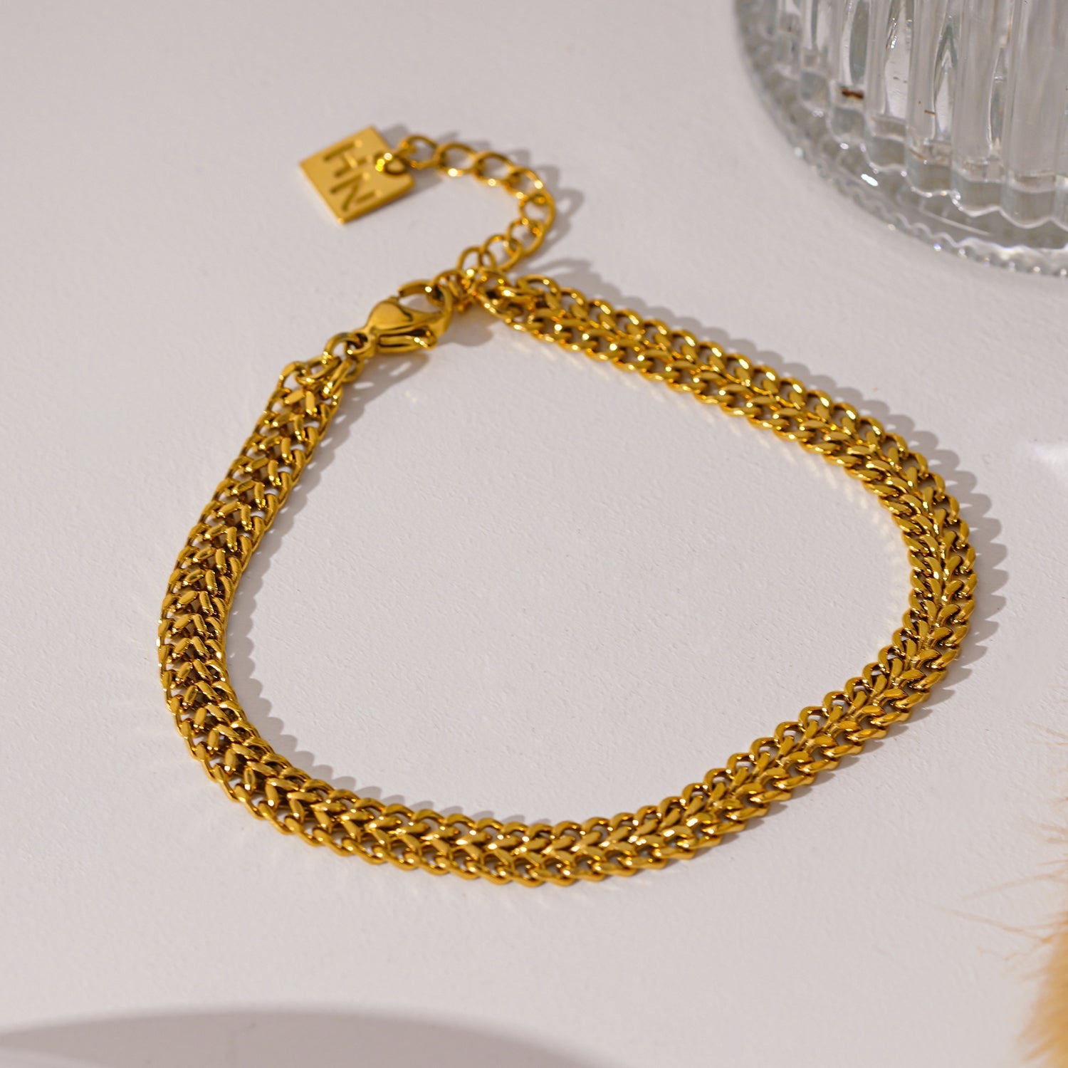 Style BELLAMY: Intricate Wide Width Singular Twin Chain Bracelet - Velora Luxury Fashion