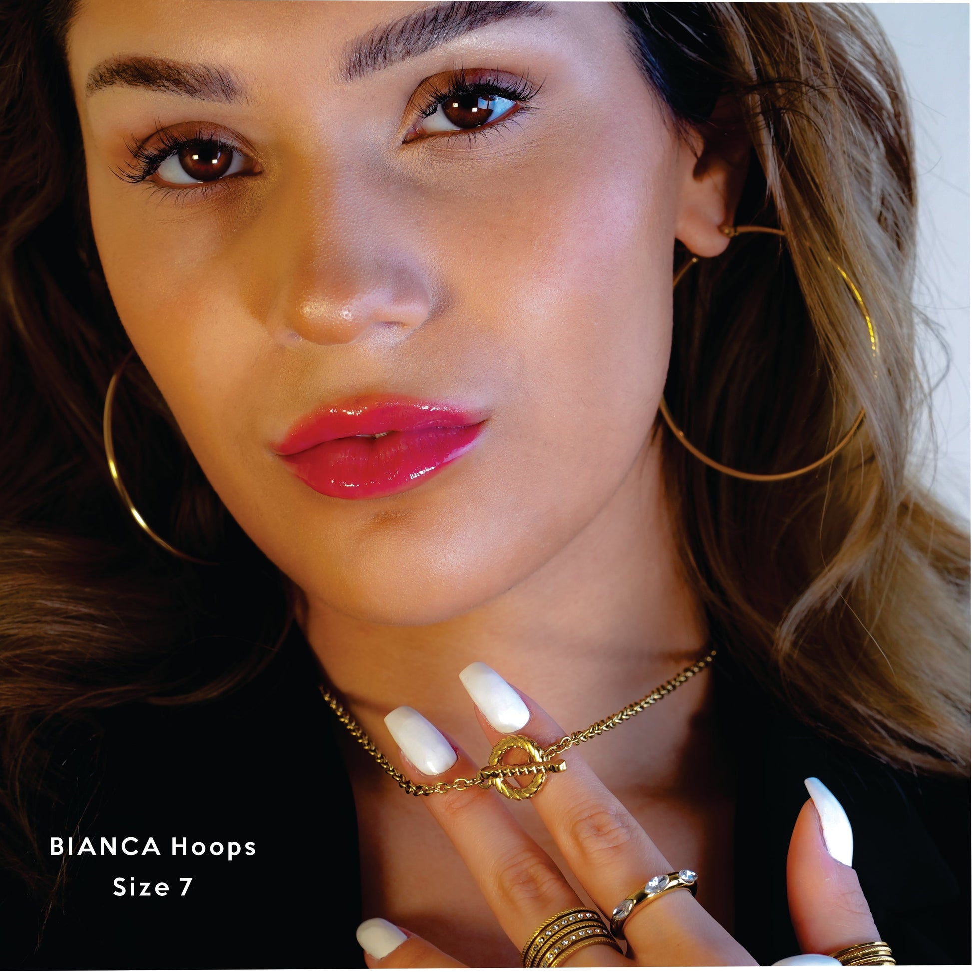 Style BIANCA Gold: Classic Essential Everyday Basic Round Gold Hoops. Available in 7 Sizes - 1cm to 6cm - Velora Luxury Fashion