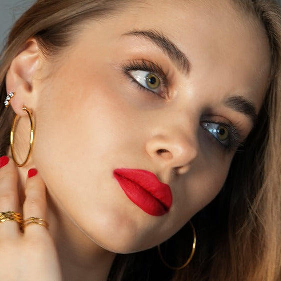 Style BIANCA Gold: Classic Essential Everyday Basic Round Gold Hoops. Available in 7 Sizes - 1cm to 6cm - Velora Luxury Fashion