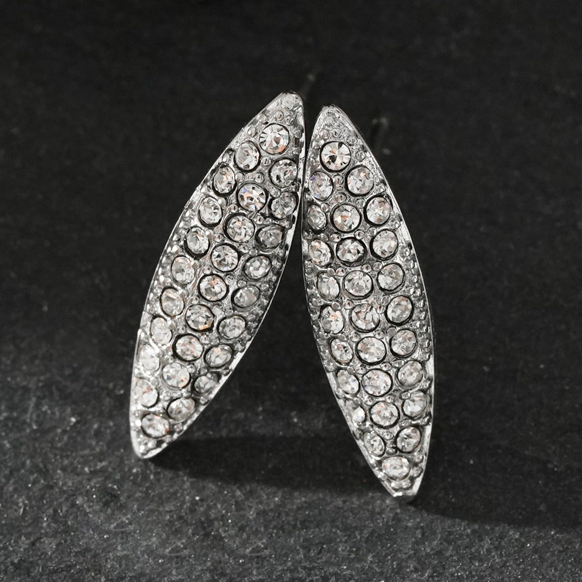 Style CHARLESVOIX: Minimalist Pavé Zirconia Oval Shaped Stud Earrings Silver - Velora Luxury Fashion