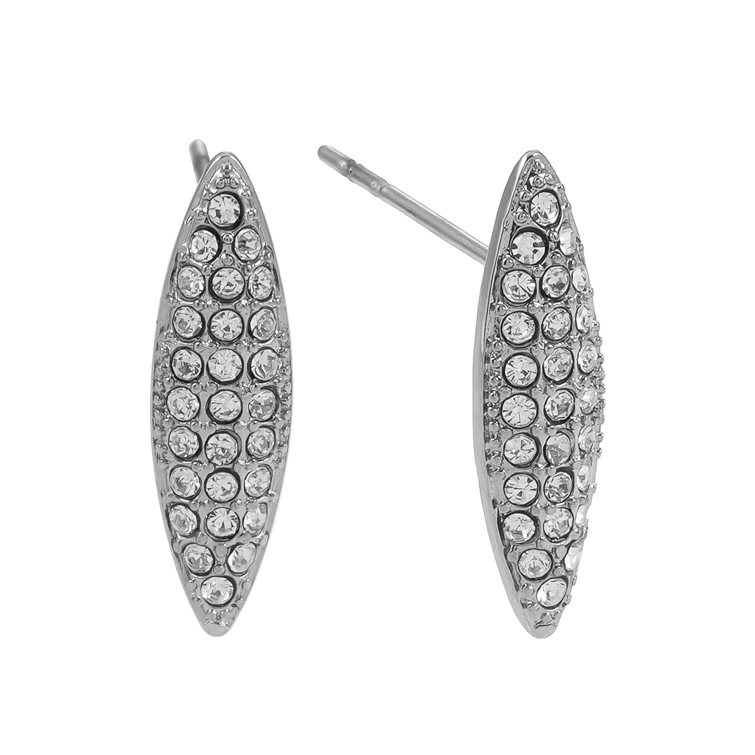 Style CHARLESVOIX: Minimalist Pavé Zirconia Oval Shaped Stud Earrings Silver - Velora Luxury Fashion