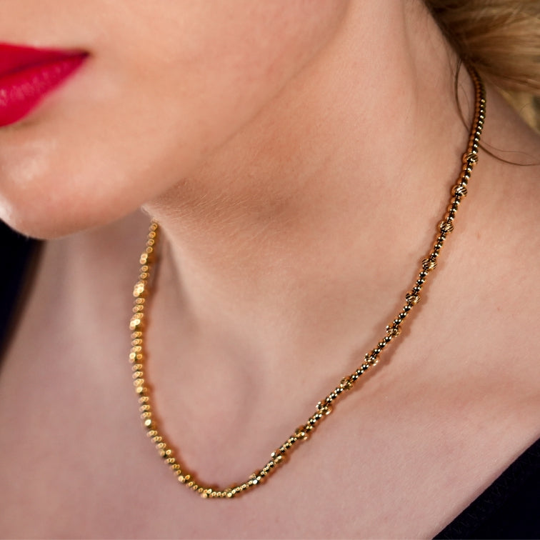 Style MILLIE: Twin-Bead Fusion Gold Chain Necklace - Velora Luxury Fashion