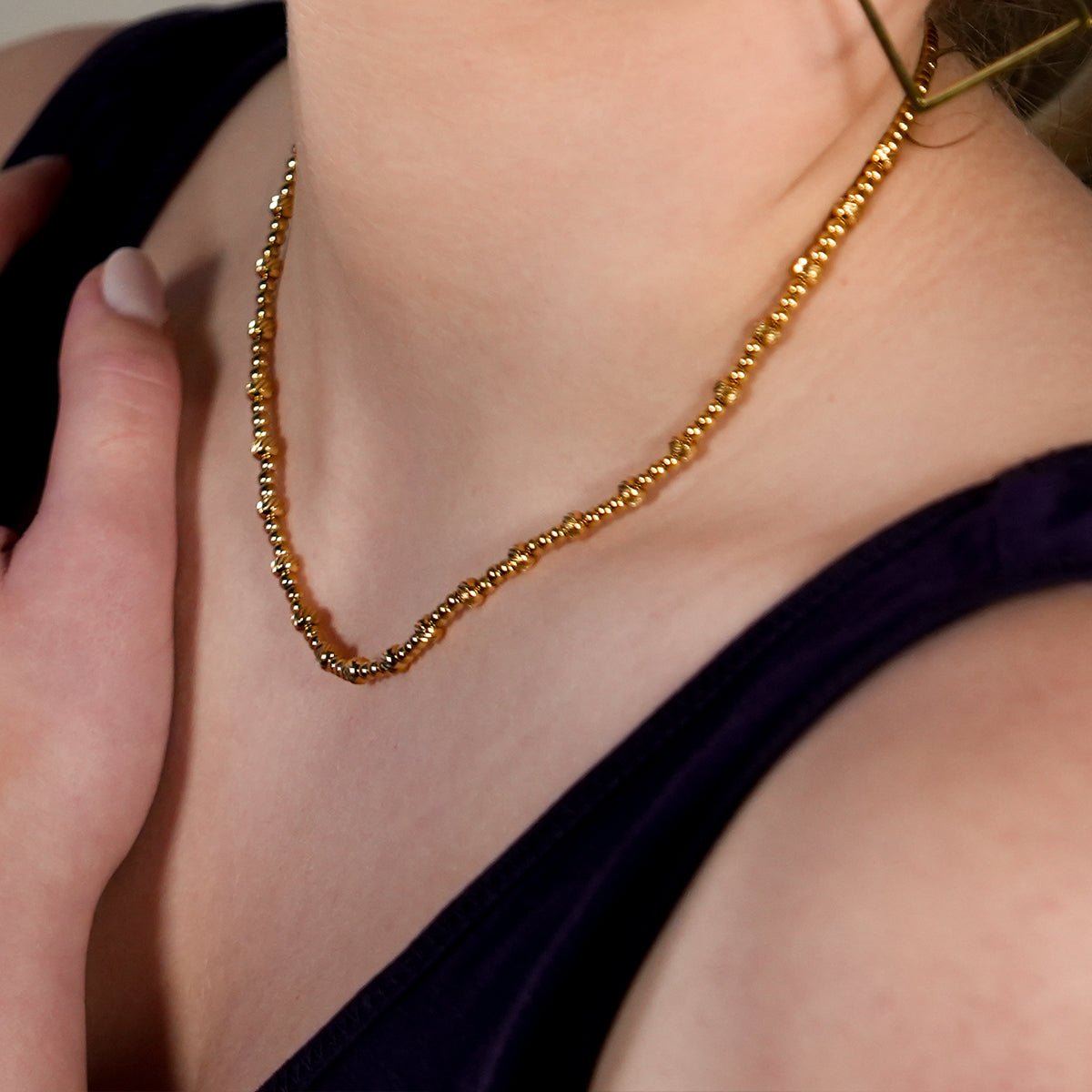 Style MILLIE: Twin-Bead Fusion Gold Chain Necklace - Velora Luxury Fashion