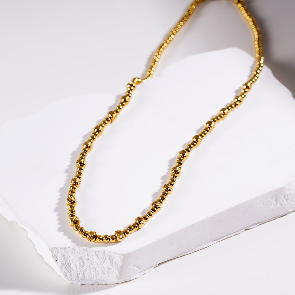 Style MILLIE: Twin-Bead Fusion Gold Chain Necklace - Velora Luxury Fashion