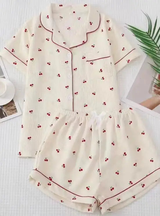 Summer Japanese Bubble Cotton Cute Orange Pajamas For Women EX-STOCK Canada