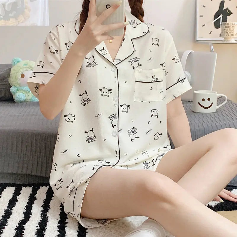 Summer Japanese Bubble Cotton Cute Orange Pajamas For Women EX-STOCK Canada
