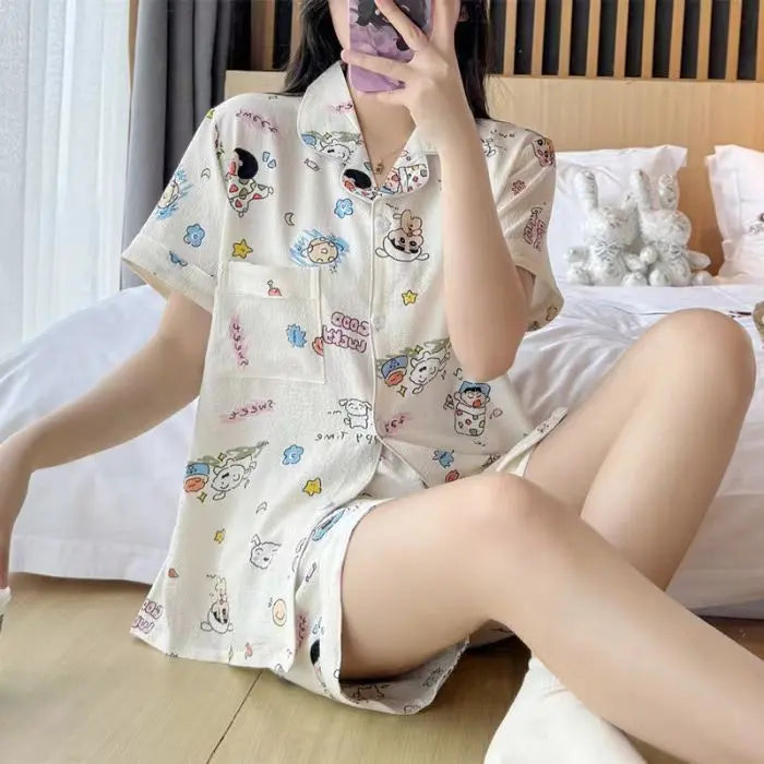 Summer Japanese Bubble Cotton Cute Orange Pajamas For Women EX-STOCK Canada