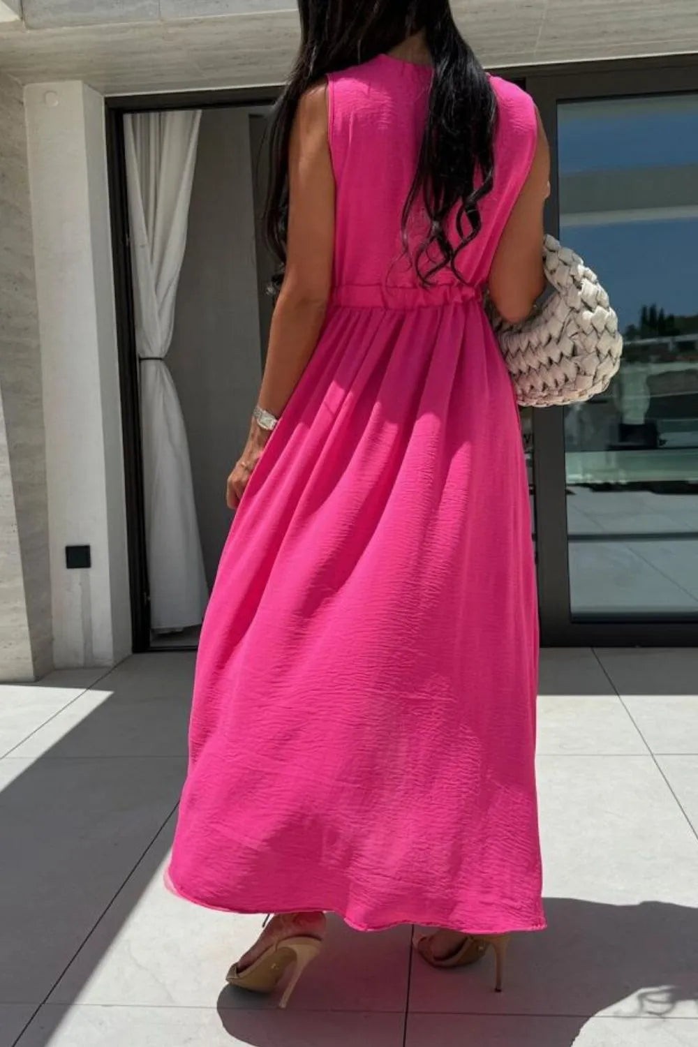 Surplice Sleeveless Slit Maxi Dress - Velora Luxury Fashion