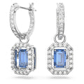 Swarovski Una Earrings Octagon cut Swarovski Zirconia Blue Rhodium Finish - Velora Luxury Fashion
