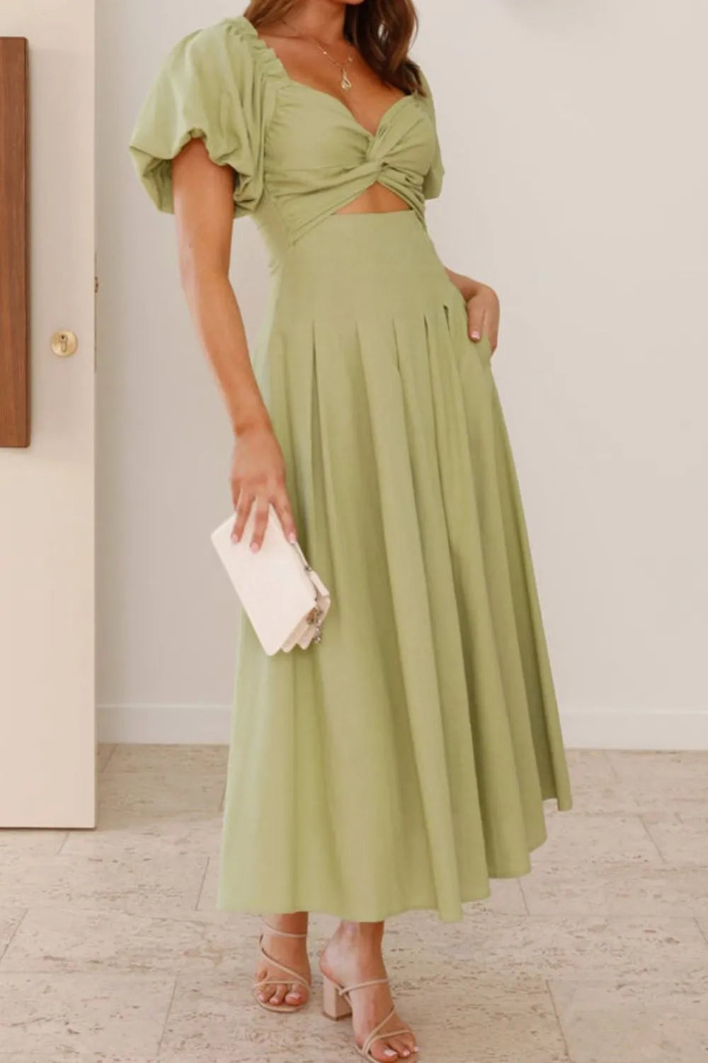 Sweetheart Neck Puff Sleeve Dress - Velora Luxury Fashion