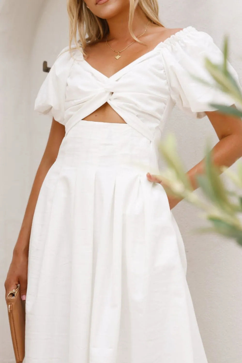 Sweetheart Neck Puff Sleeve Dress - Velora Luxury Fashion