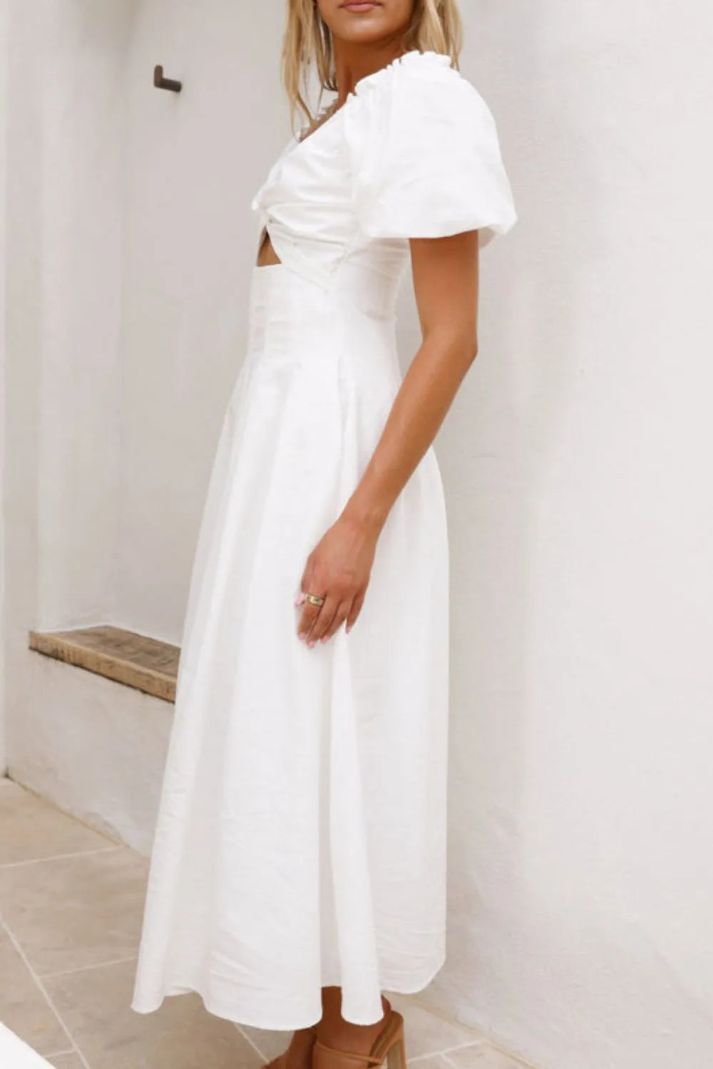 Sweetheart Neck Puff Sleeve Dress - Velora Luxury Fashion