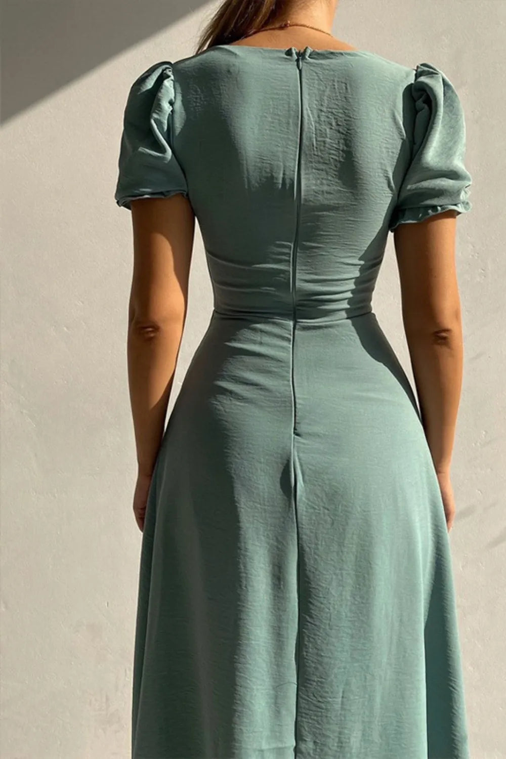 Sweetheart Neck Short Sleeve Dress - Velora Luxury Fashion