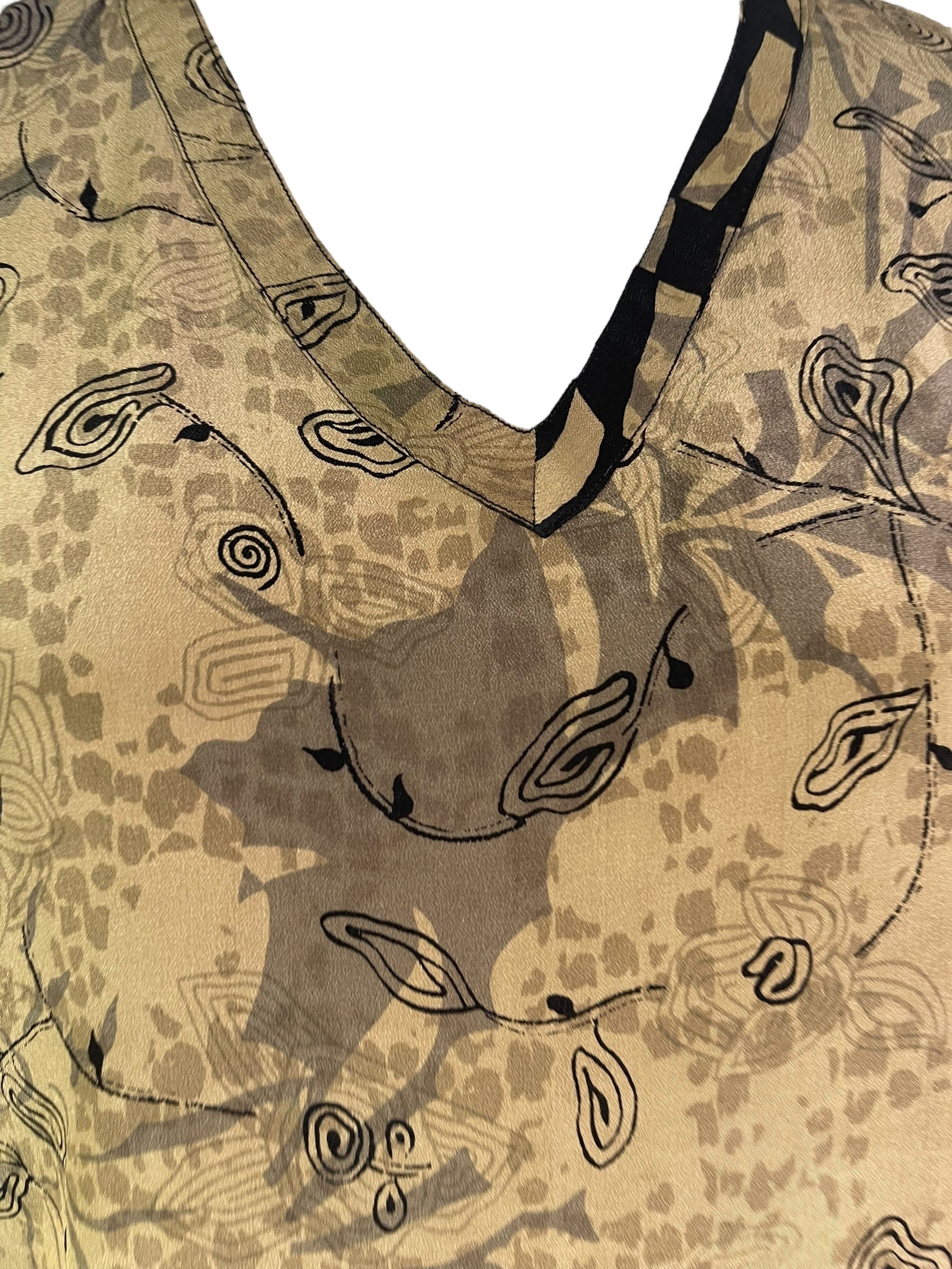 PRC7150 Avatar Pure Silk Long Tunic with Side Ties - Velora