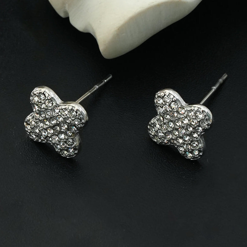 TREMBLANT White Gold (Silver Toned): Dazzling Pavé Zirconia (CZ) Stud Earrings – Elegant Sparkle AM or PM - Velora Luxury Fashion