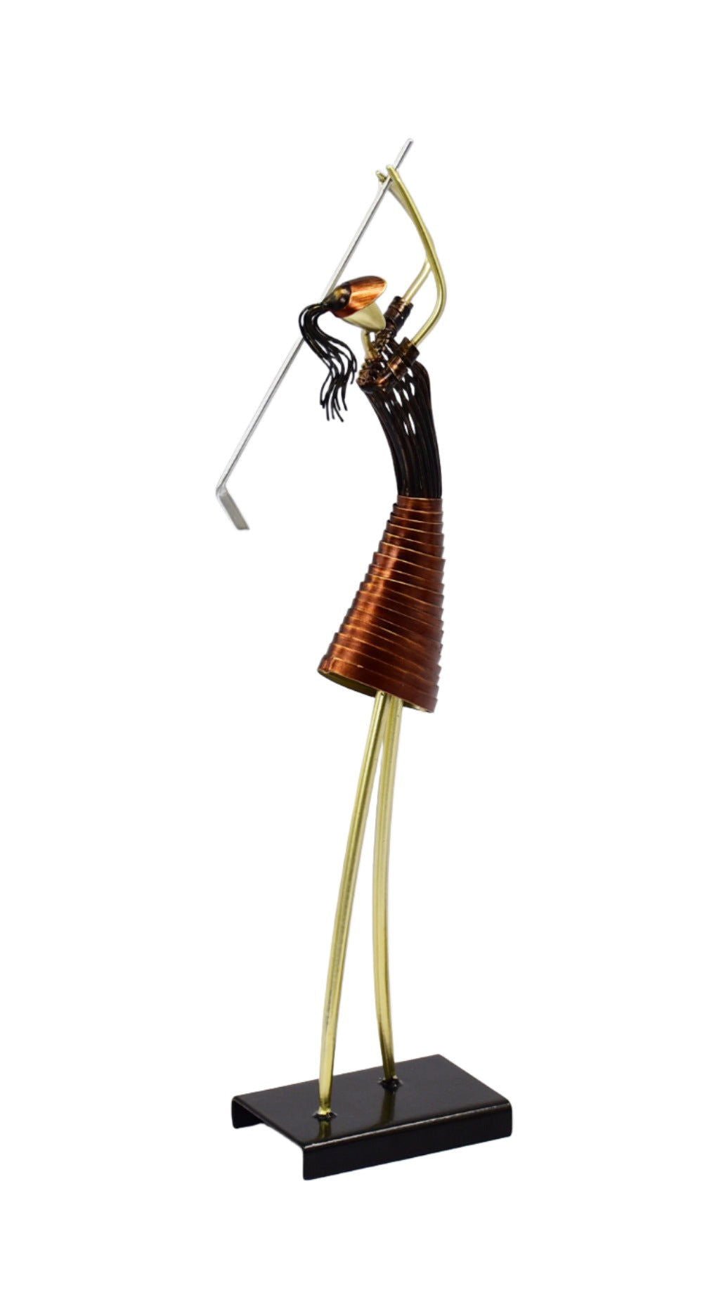 Table Sculpture-Metal Figurine Lady Playing Golf - Velora Luxury Fashion