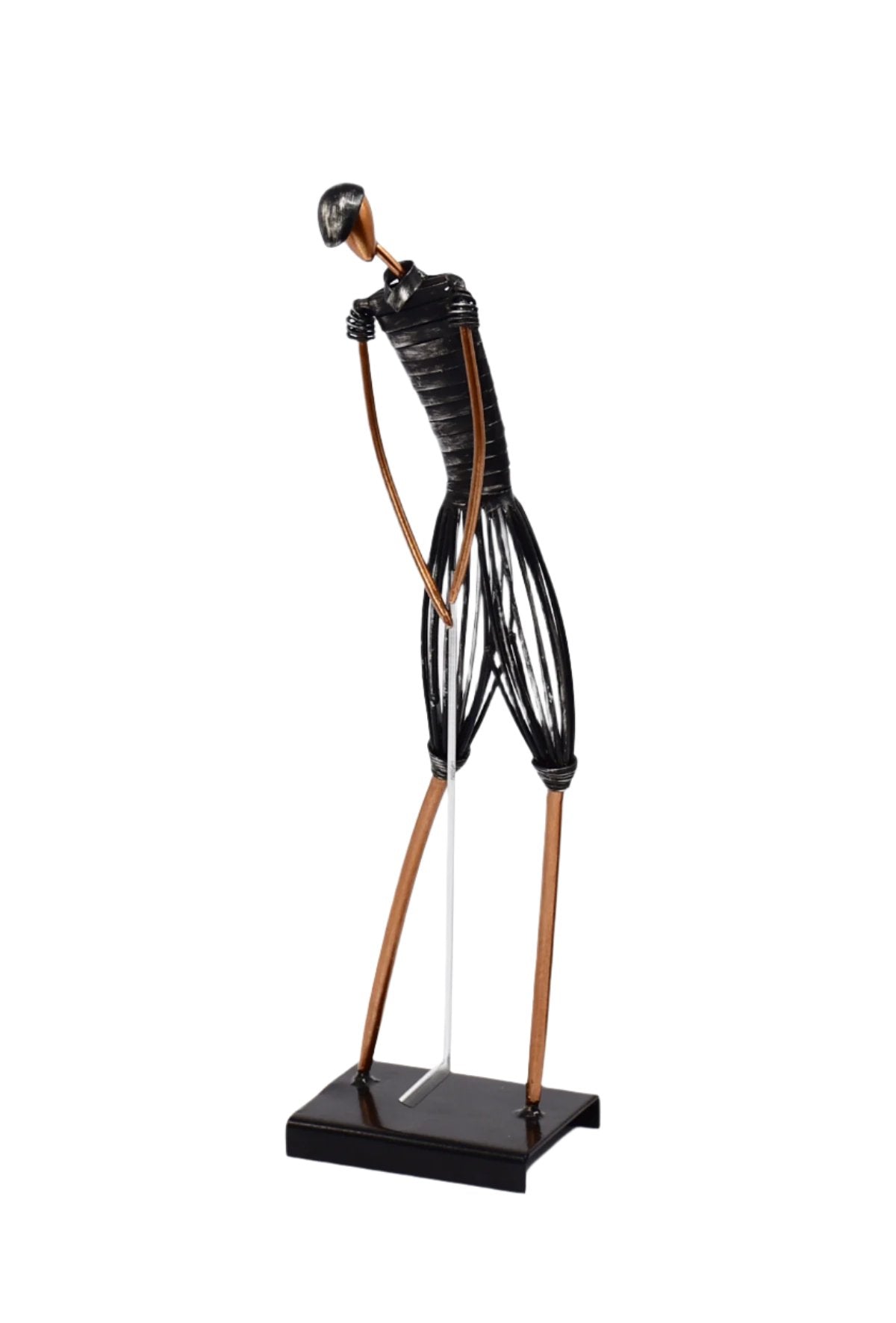 Table Sculpture-Metal Figurine Man Playing Golf - Velora Luxury Fashion