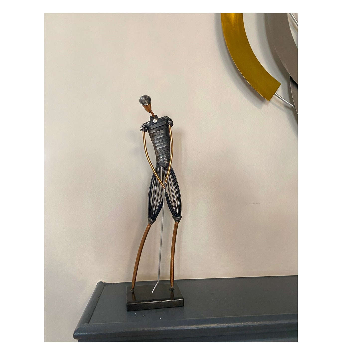 Table Sculpture-Metal Figurine Man Playing Golf - Velora Luxury Fashion