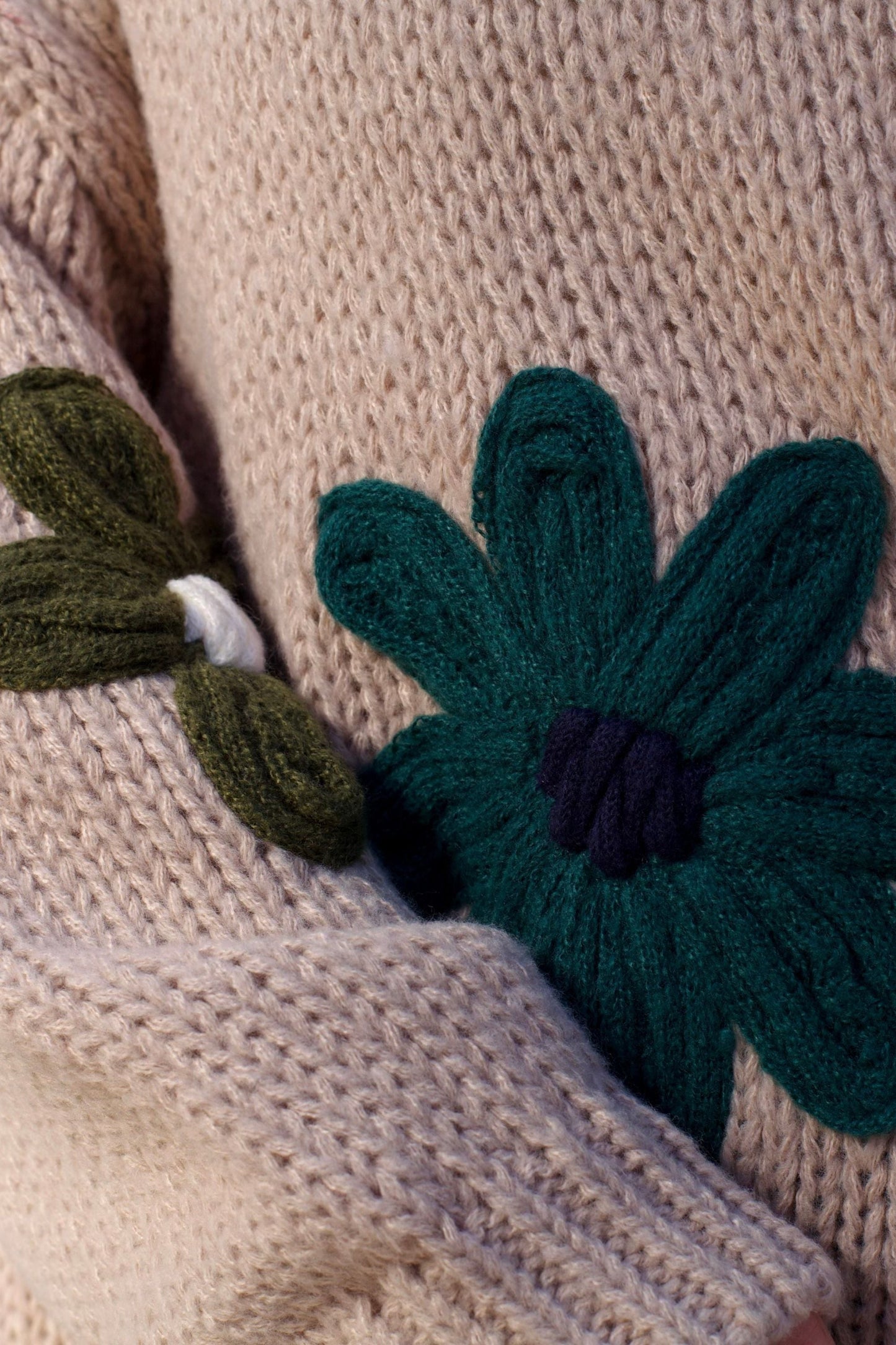 Tamara Women's Chunky Knit Sweater Embroidered Floral Appliqué - Velora Luxury Fashion