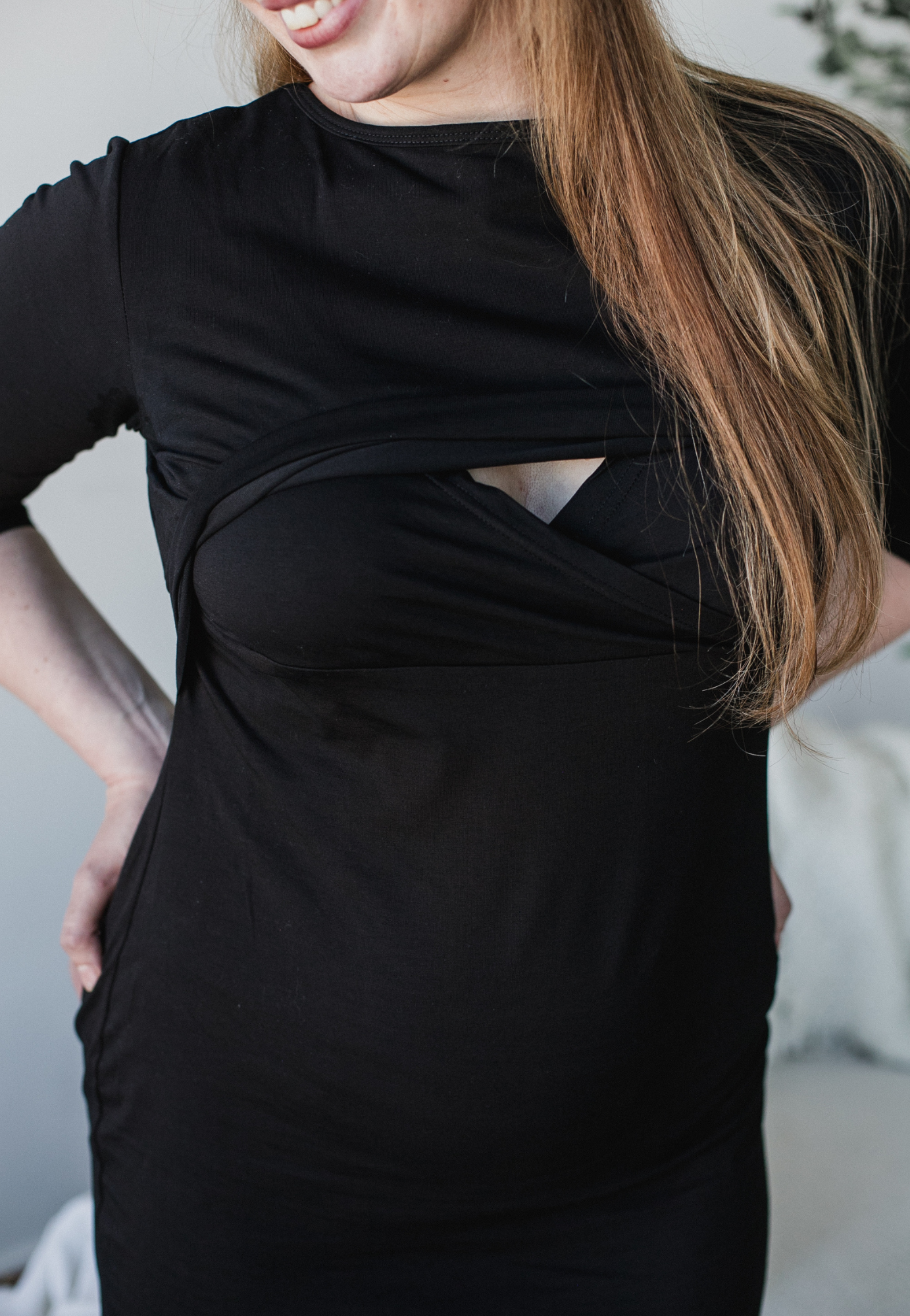 Taryn 3/4 Sleeve Maternity and Nursing Dress - Velora Luxury Fashion