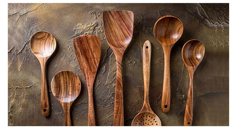 Teak Wooden Cooking Set - Velora Luxury Fashion