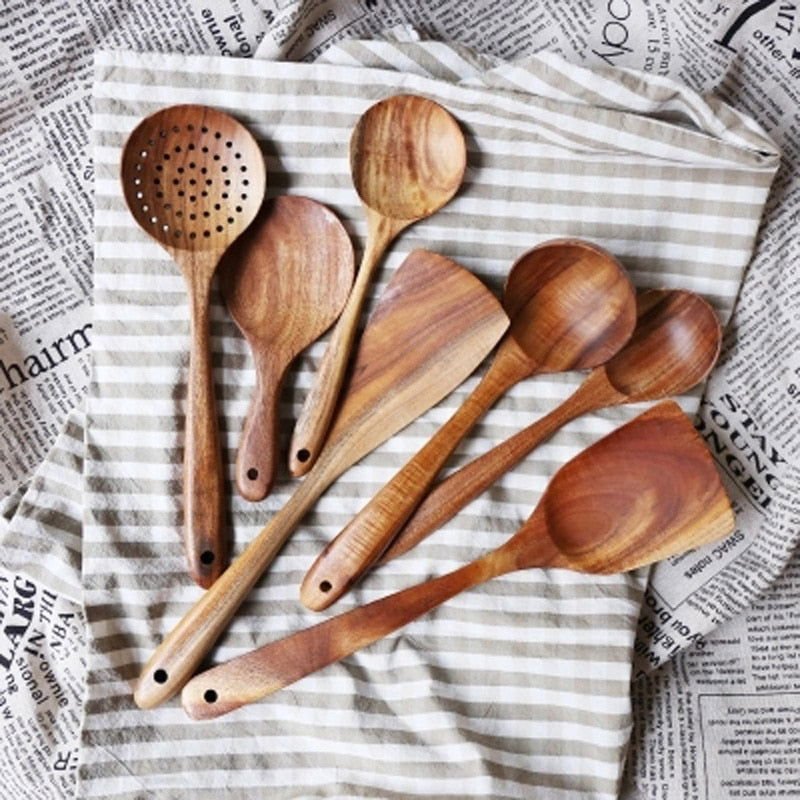 Teak Wooden Cooking Set - Velora Luxury Fashion
