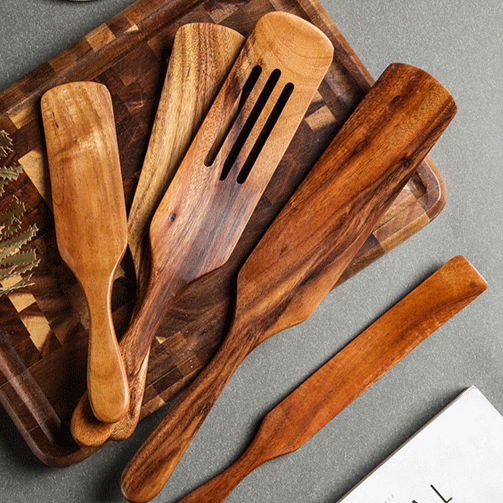 Teak Wooden Cooking Set - Velora Luxury Fashion